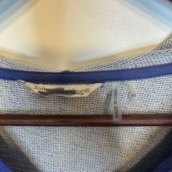 Soft Surroundings Small Hoodie Top Blue 3/4 Sleeve Oversized Sweatshirt Cotton - Picture 8 of 9